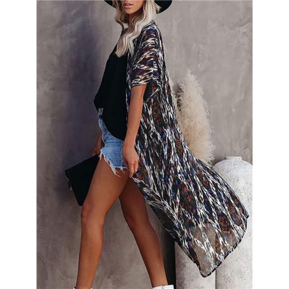 Chiffon Beach Kimono Cardigan Long Bikini Cover Up. New with Tags - Picture 3 of 5